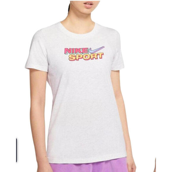 Nike Women’s Sportswear Cotton Logo T-Shirt, Birch Heather, L - Picture 1 of 2